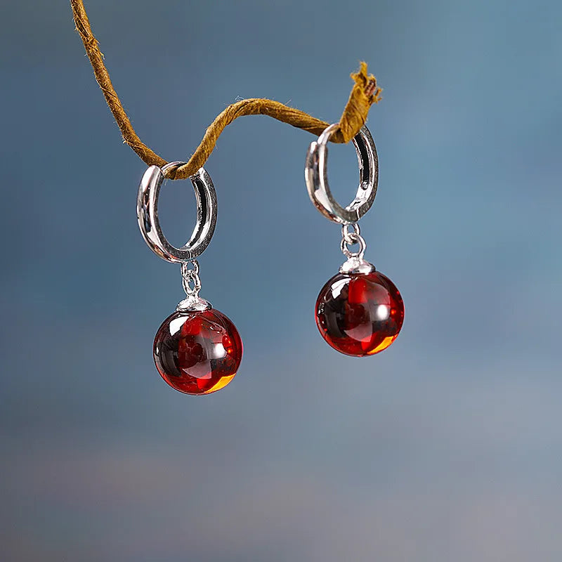 Candies Garnet Ear Hoops for Women 925 Silver