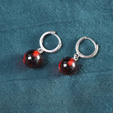 Candies Garnet Ear Hoops for Women 925 Silver