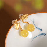 Amber Earrings for Women, 925 Silver Brincos, Ethnic Gemstones Jewel