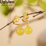 Amber Earrings for Women, 925 Silver Brincos, Ethnic Gemstones Jewel