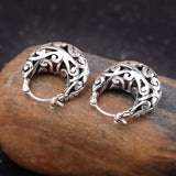 Thai Silver Vines Flowers Hollow Jewelry 925 Silver Ethnic Earrings