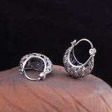 Thai Silver Vines Flowers Hollow Jewelry 925 Silver Ethnic Earrings