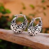 Thai Silver Vines Flowers Hollow Jewelry 925 Silver Ethnic Earrings