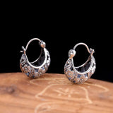 Thai Silver Vines Flowers Hollow Jewelry 925 Silver Ethnic Earrings