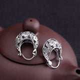 Thai Silver Vines Flowers Hollow Jewelry 925 Silver Ethnic Earrings