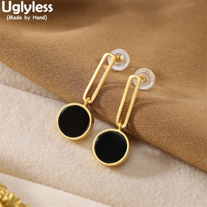 Hollow Rectangle Dark Green Jade Earrings for Women