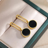 Hollow Rectangle Dark Green Jade Earrings for Women