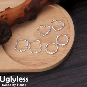 925 Silver Hoop Earrings with Lovely Dots Heart Circle