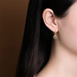 Minimalism Round Gemstones Earrings 925 Silver Brincos Agate Jade