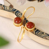 Minimalism Round Gemstones Earrings 925 Silver Brincos Agate Jade