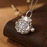 Thai Silver Money Bag Necklace 925 Silver Tassel Pendant