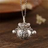 Thai Silver Money Bag Necklace 925 Silver Tassel Pendant