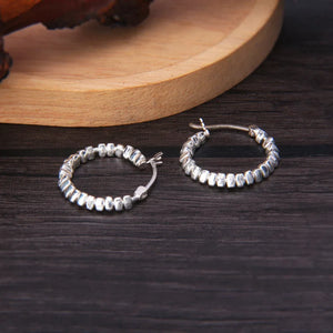Mini Triangle Silver Beads Hoop Earrings 925 Sterling Silver Girls Brincos