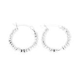 Mini Triangle Silver Beads Hoop Earrings 925 Sterling Silver Girls Brincos