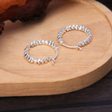 Mini Triangle Silver Beads Hoop Earrings 925 Sterling Silver Girls Brincos