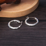 Mini Triangle Silver Beads Hoop Earrings 925 Sterling Silver Girls Brincos