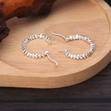 Mini Triangle Silver Beads Hoop Earrings 925 Sterling Silver Girls Brincos