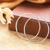925 Silver Thin Hoop Earrings for Women - Minimalism Glossy Brincos