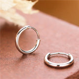 925 Silver Thin Hoop Earrings for Women - Minimalism Glossy Brincos