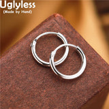 925 Silver Thin Hoop Earrings for Women - Minimalism Glossy Brincos