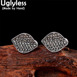 Vintage Thai Silver Marcasite Square Stud Earrings 925 Silver
