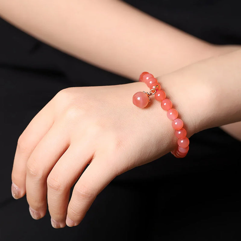 Natural Agate Peach Bracelet Gemstones Beading Jewelry Girls