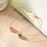 Jade Strawberry Quartz Rose Flower Bracelets 925 Silver Jewelry