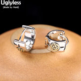 Skeleton Skull Silver Hoop Earrings Unisex 925 Studs Brincos PUNK
