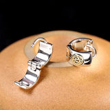 Skeleton Skull Silver Hoop Earrings Unisex 925 Studs Brincos PUNK