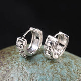 Skeleton Skull Silver Hoop Earrings Unisex 925 Studs Brincos PUNK