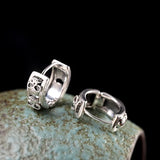 Skeleton Skull Silver Hoop Earrings Unisex 925 Studs Brincos PUNK