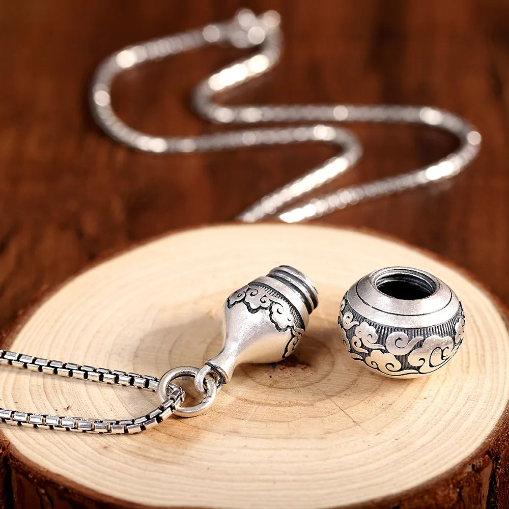 Thai Silver Lucky Clouds Necklace 999 Pure Silver Pendants+Chain