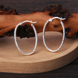 925 Sterling Silver Oval Hoops Earrings Minimalism Design