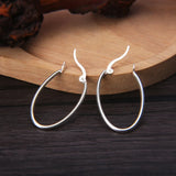 925 Sterling Silver Oval Hoops Earrings Minimalism Design