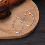 925 Sterling Silver Oval Hoops Earrings Minimalism Design