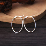 925 Sterling Silver Oval Hoops Earrings Minimalism Design