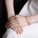 Hotan Jade Rabbit Moon Bracelet 925 Sterling Silver Animal Lucky Red Rope