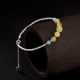 925 Silver Gemstone Bracelet with Natural Amber Beads