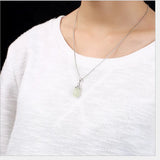 925 Silver Natural Jade Flower Pendant Women Fine Jewelry Ethnic Bijoux