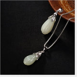 925 Silver Natural Jade Flower Pendant Women Fine Jewelry Ethnic Bijoux
