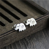 925 Silver Elephant Stud Earrings Engraved Leaves Ethnic Jewelry Brincos