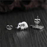 925 Silver Elephant Stud Earrings Engraved Leaves Ethnic Jewelry Brincos