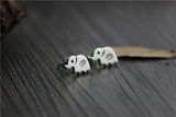 925 Silver Elephant Stud Earrings Engraved Leaves Ethnic Jewelry Brincos