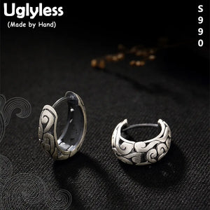 Vintage Ethnic Silver Earrings Totem Patterns Nepal Brincos