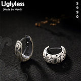 Vintage Ethnic Silver Earrings Totem Patterns Nepal Brincos