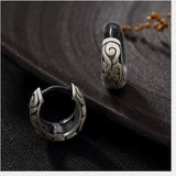 Vintage Ethnic Silver Earrings Totem Patterns Nepal Brincos