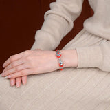 990 Full Silver RUYI Lock Bracelet Lucky Red Rope Agate Vintage Jewelry