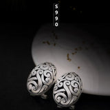 Vintage Hollow Pattern Stud Earrings 999 Fine Silver Women Exotic Ethnic Jewelry