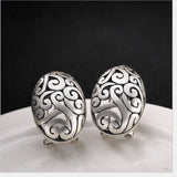 Vintage Hollow Pattern Stud Earrings 999 Fine Silver Women Exotic Ethnic Jewelry