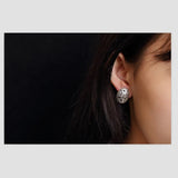 Vintage Hollow Pattern Stud Earrings 999 Fine Silver Women Exotic Ethnic Jewelry